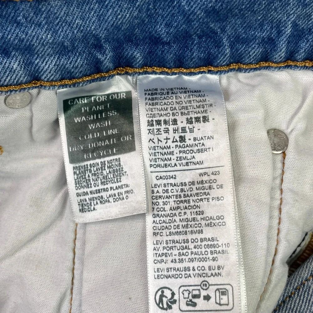 Levi's 501 Original Cut Off Shorts Womens 29 Blue Denim High Rise Button Fly